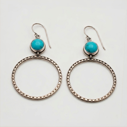 Hoop earrings with turquoise tops