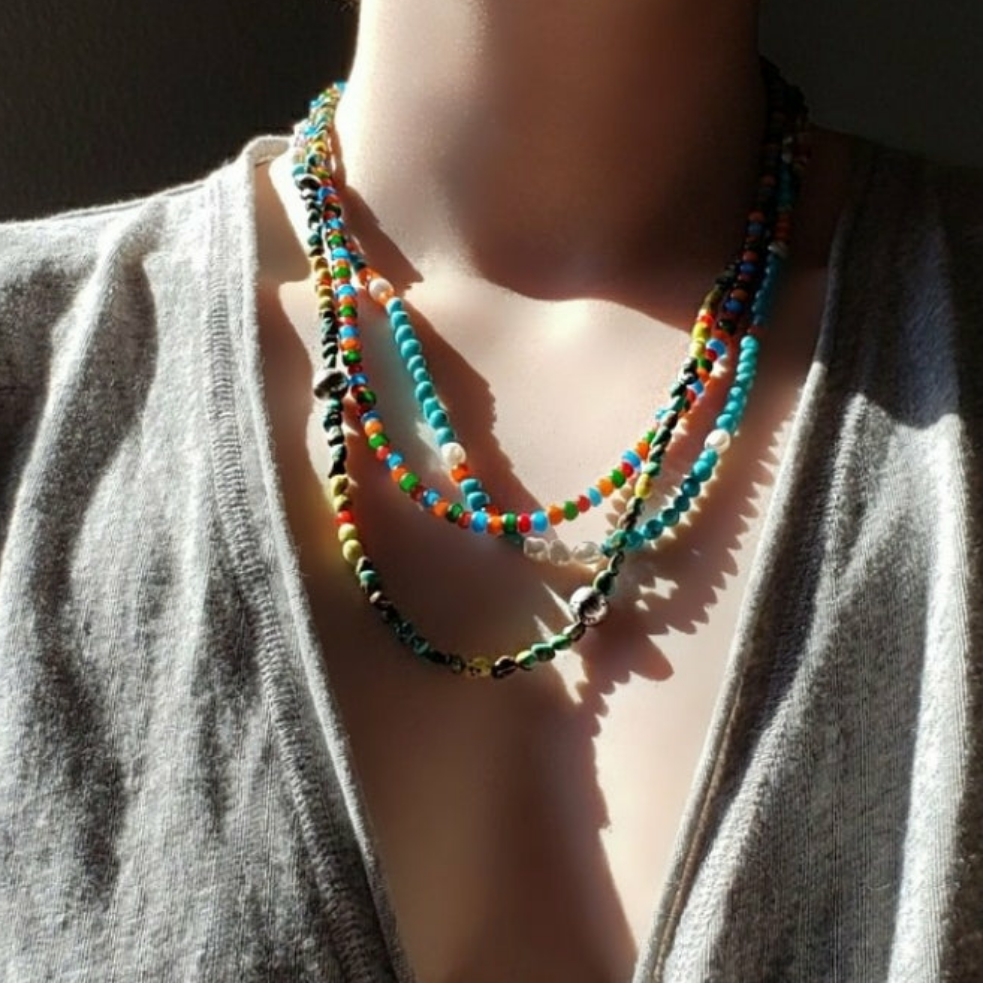 Colorful love bead necklace
