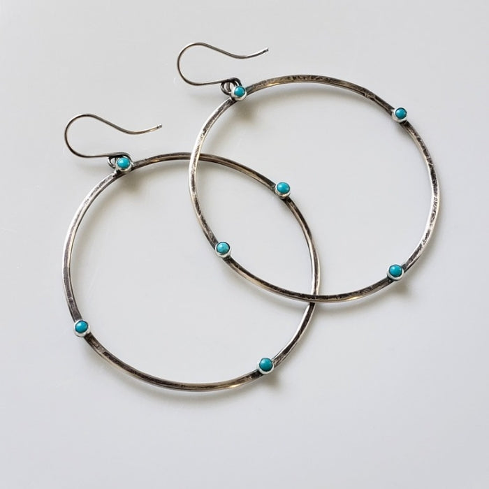 Large turquoise hoop earrings