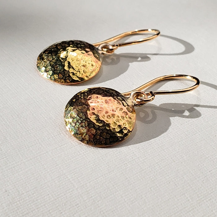 Textured gold disc earrings
