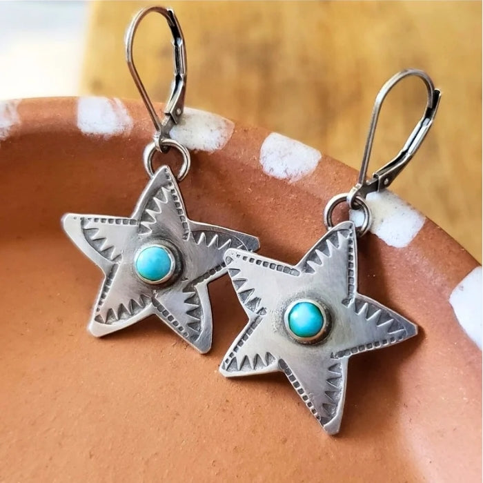 Turquoise star earrings
