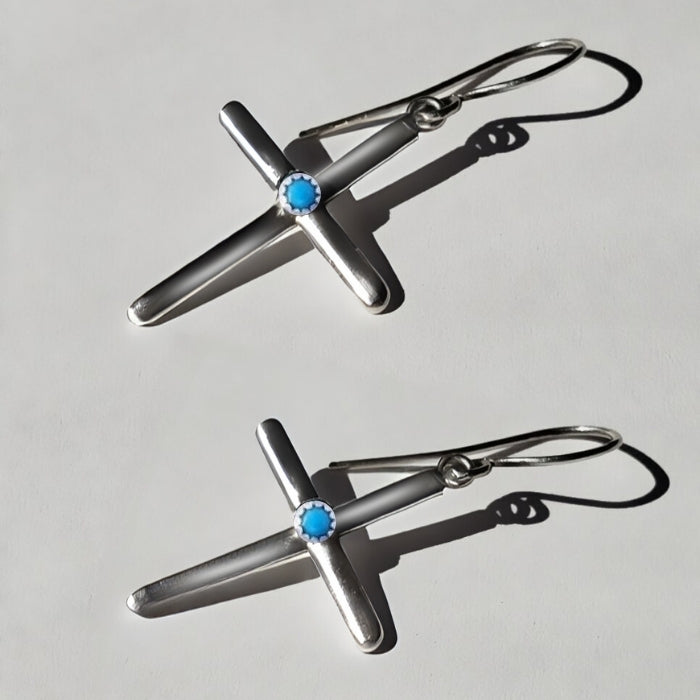 Turquoise cross earrings