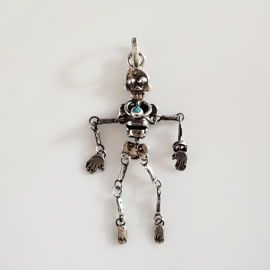 Little scrappy articulated skeleton pendant necklace