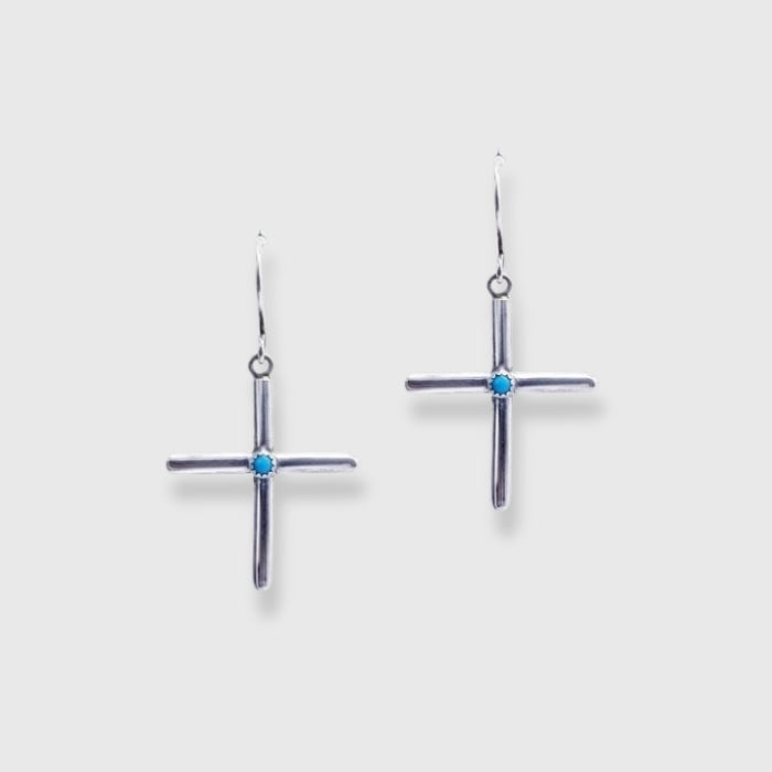 Turquoise cross earrings
