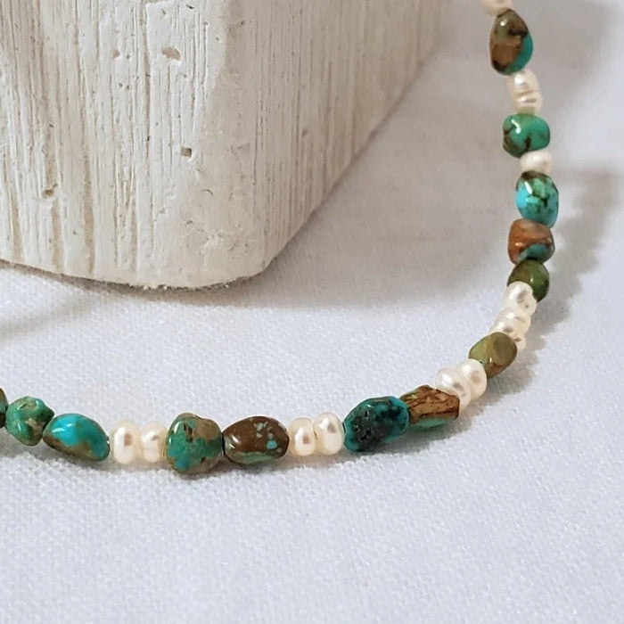 Turquoise and pearls bracelet