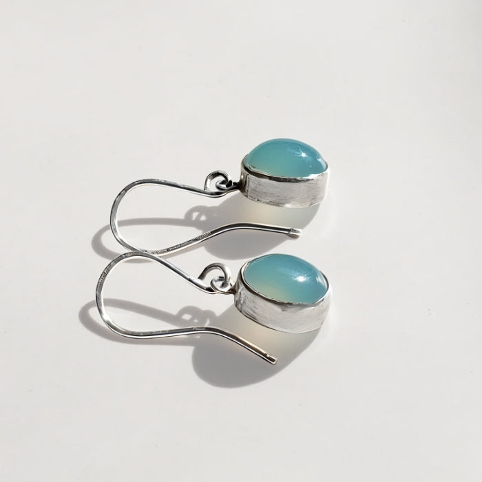 Aqua chalcedony drop earrings