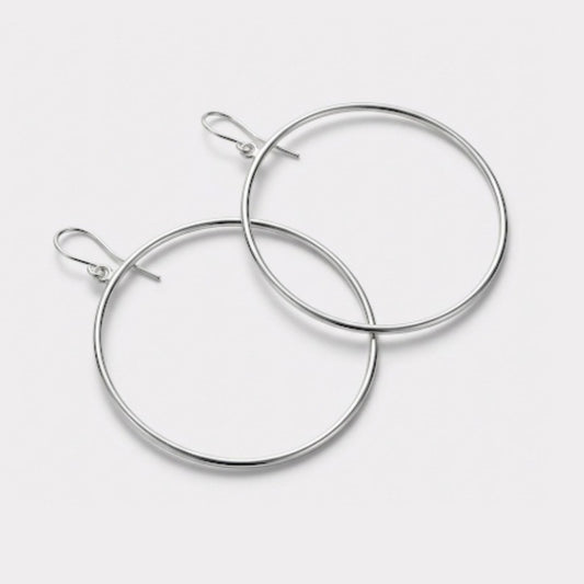 Large sterling silver french hoop earrings