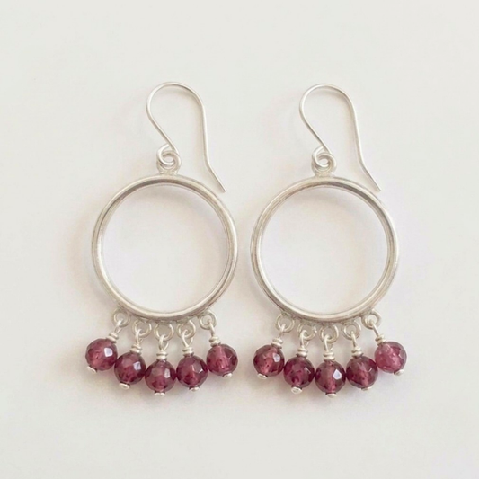Pink tourmaline hoop earrings