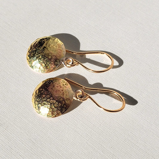 Textured gold disc earrings