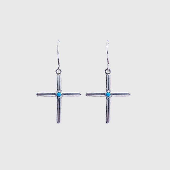 Turquoise cross earrings