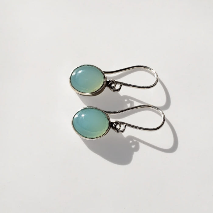 Aqua chalcedony drop earrings