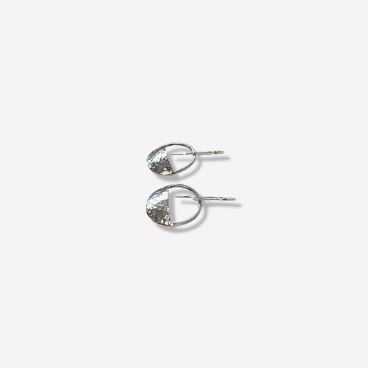 Sterling silver half disc hoop earrings