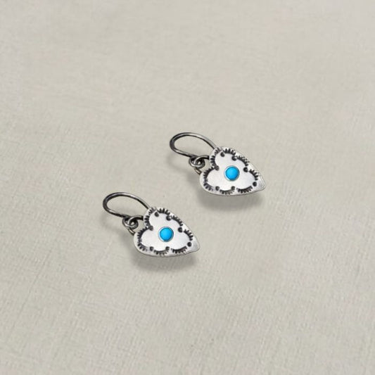 Sterling silver heart earrings with turquoise