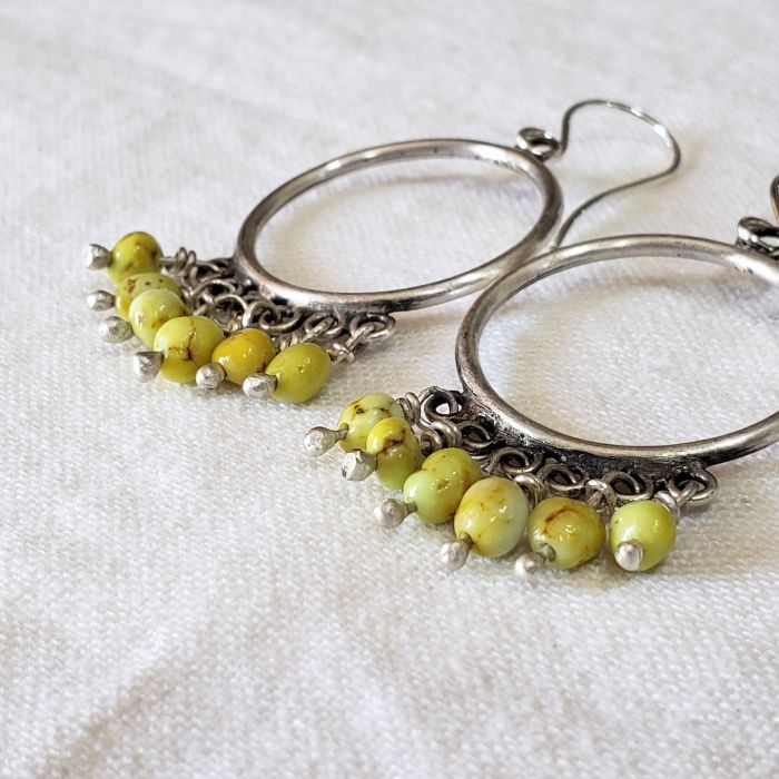 Gemstone hoop earrings