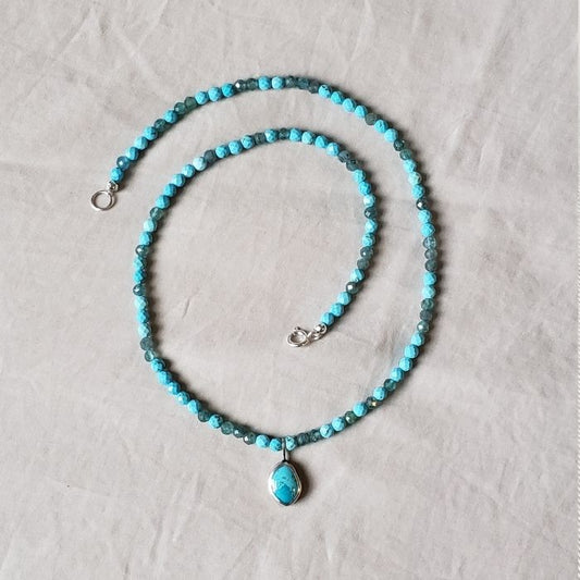 Gemstone necklace with turquoise pendant