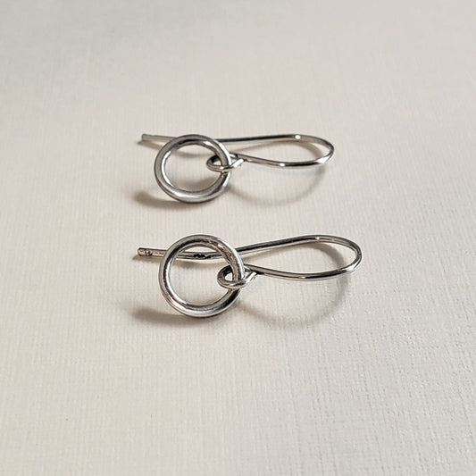 Mini silver hoops on wires