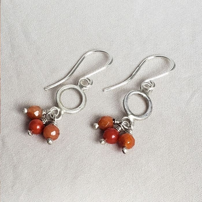 Gemstone pom pom earrings
