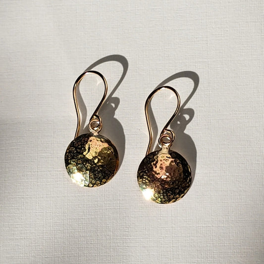 Textured gold disc earrings