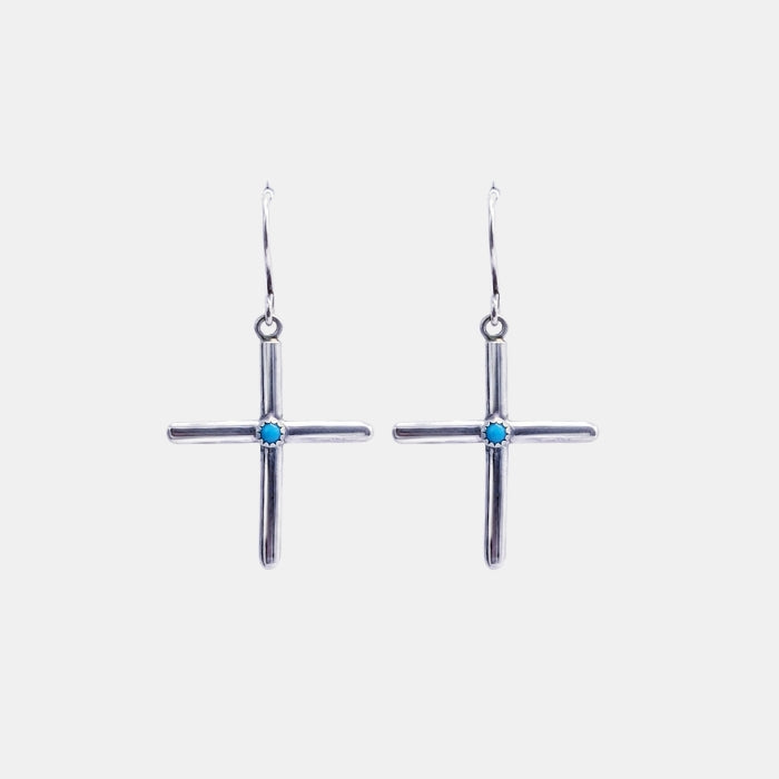 Turquoise cross earrings