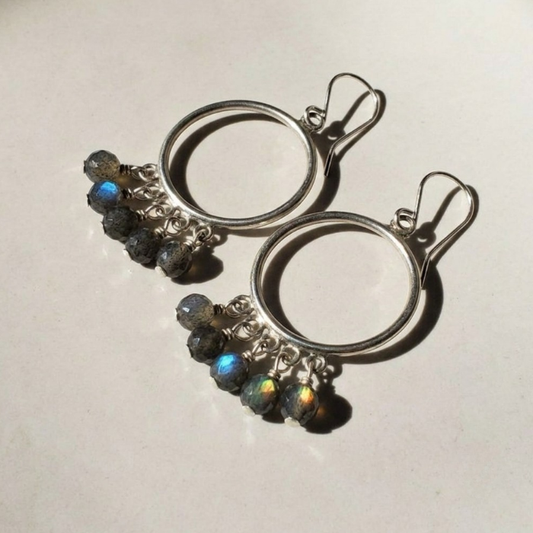 Labradorite hoop earrings