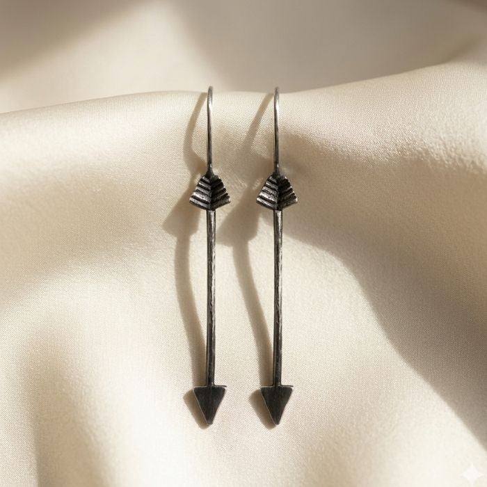 Silver arrow threader earrings