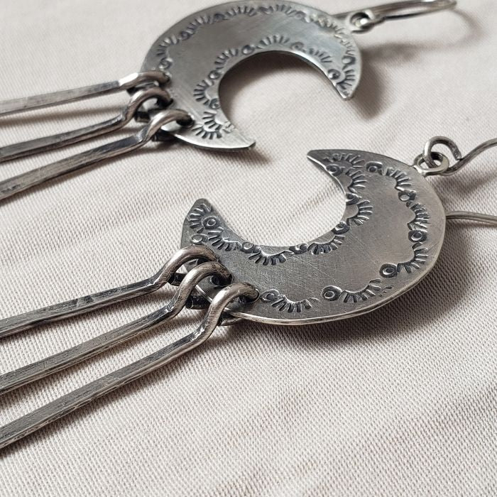 Crescent moon dangle earrings