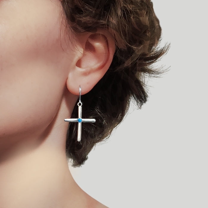 Turquoise cross earrings