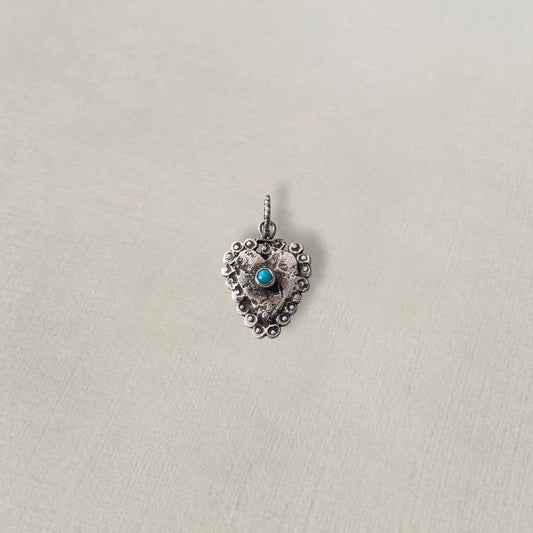 Sterling silver Milagros heart charm pendant