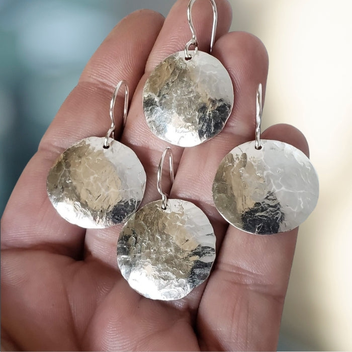 Reflective disc earrings