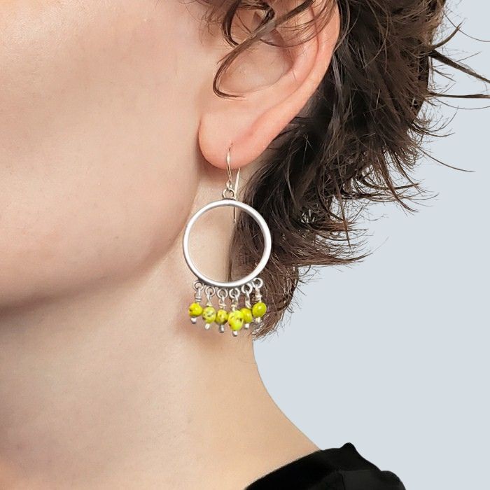 Gemstone hoop earrings