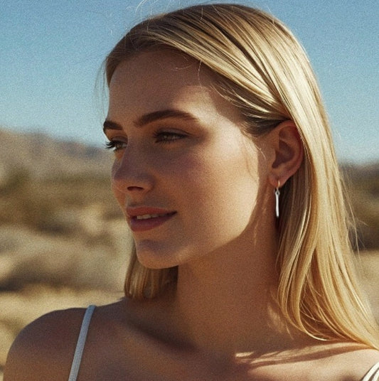 Dainty silver earrings on wires