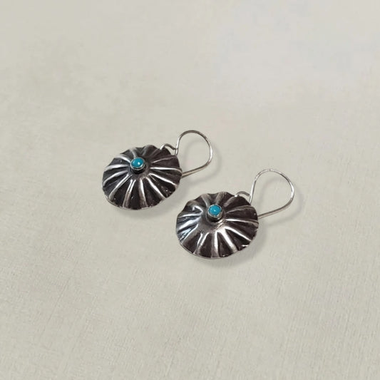Sterling silver concho earrings with turquoise
