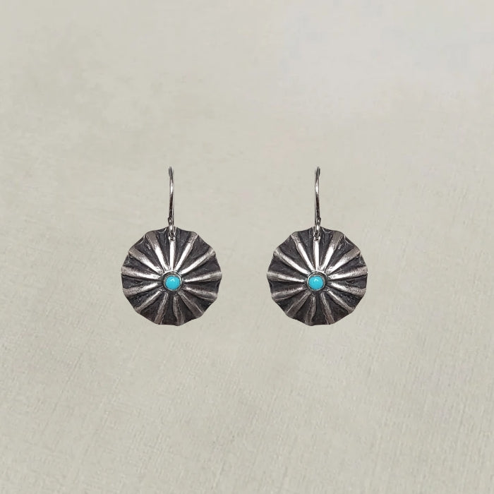Sterling silver concho earrings with turquoise
