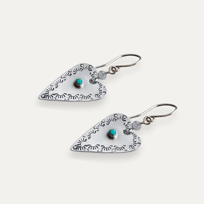 Love turquoise heart earrings