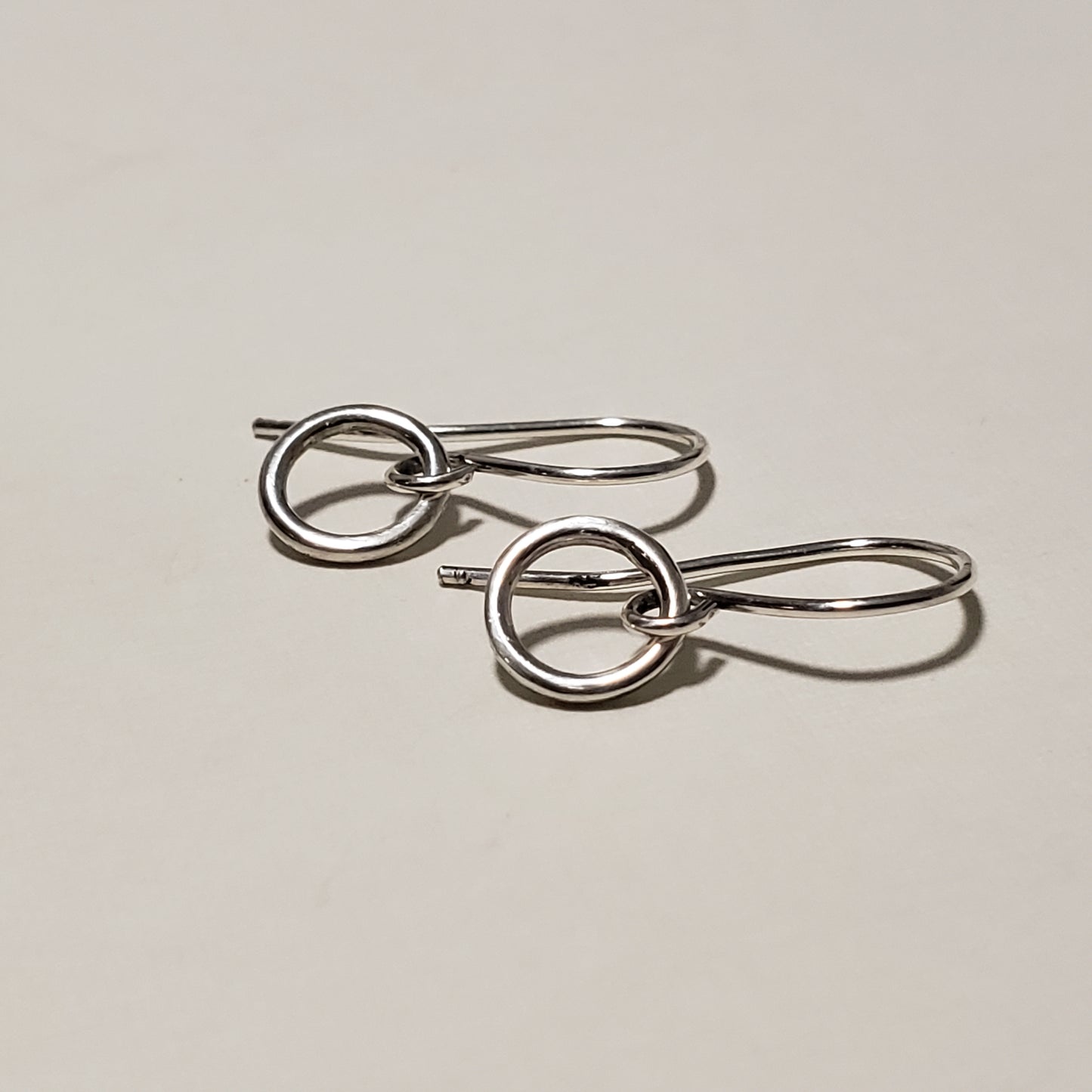 Mini silver hoops on wires