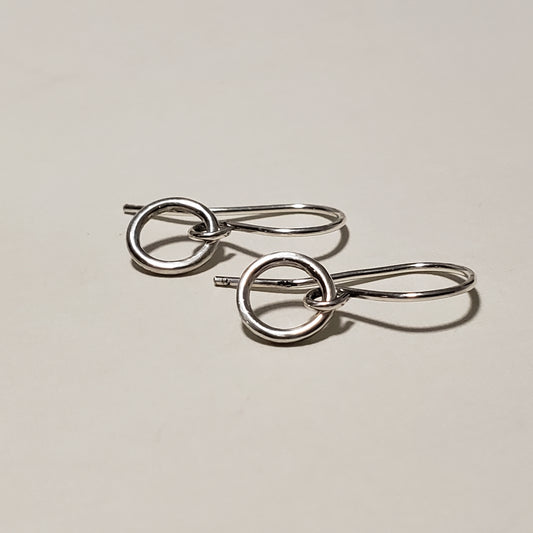 Mini silver hoops on wires