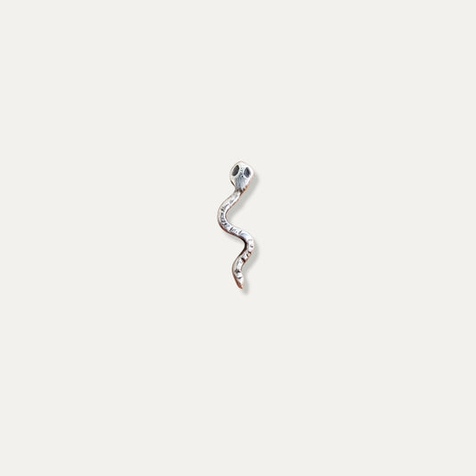 Single sterling silver snake stud earring
