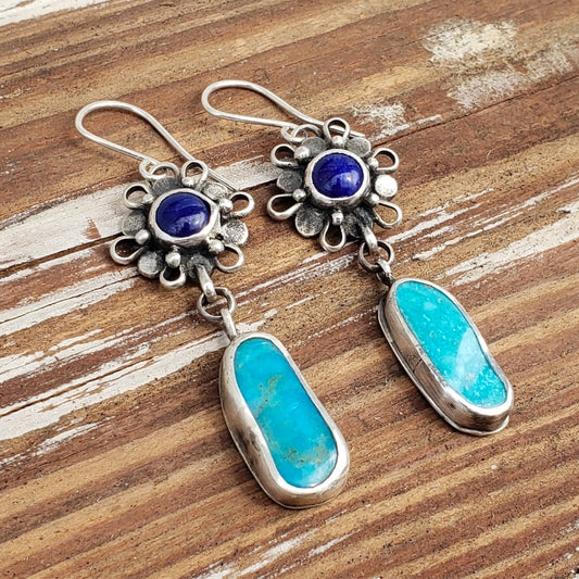 Turquoise and lapis earrings