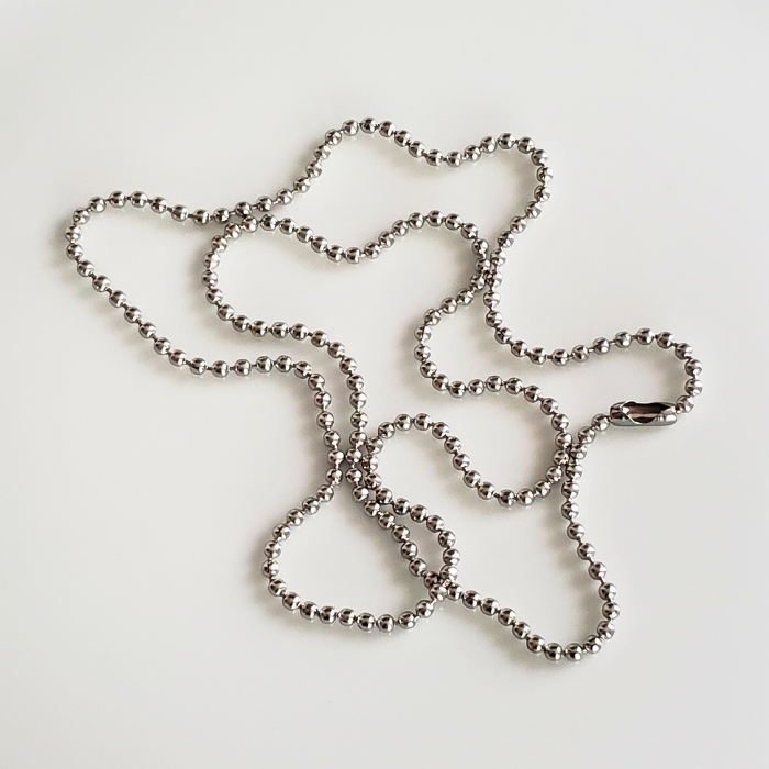 Water resistant silver ball chain necklace