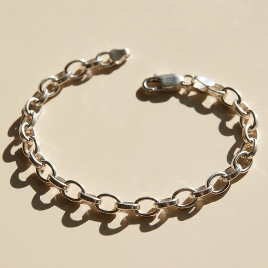 Sterling silver oval link bracelet