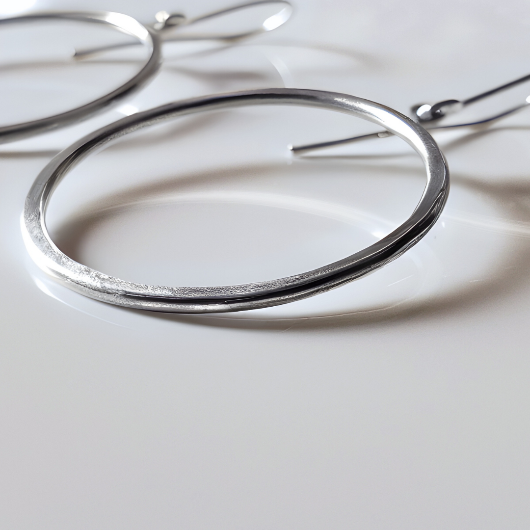 Simple silver hoop earrings