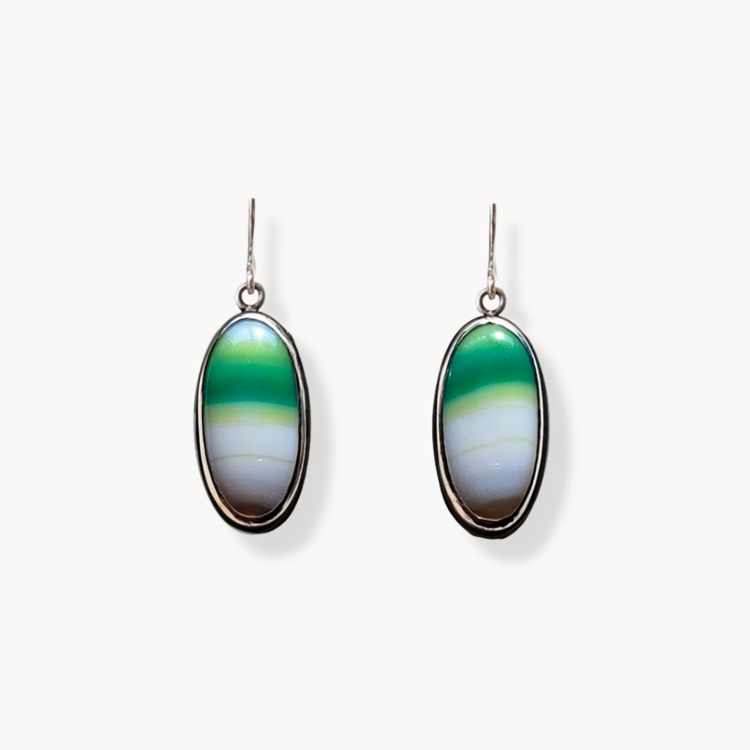 Green onyx drop earrings