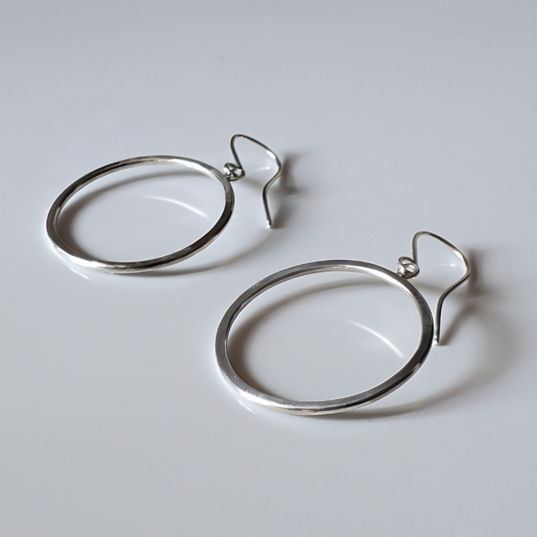 Simple silver hoop earrings