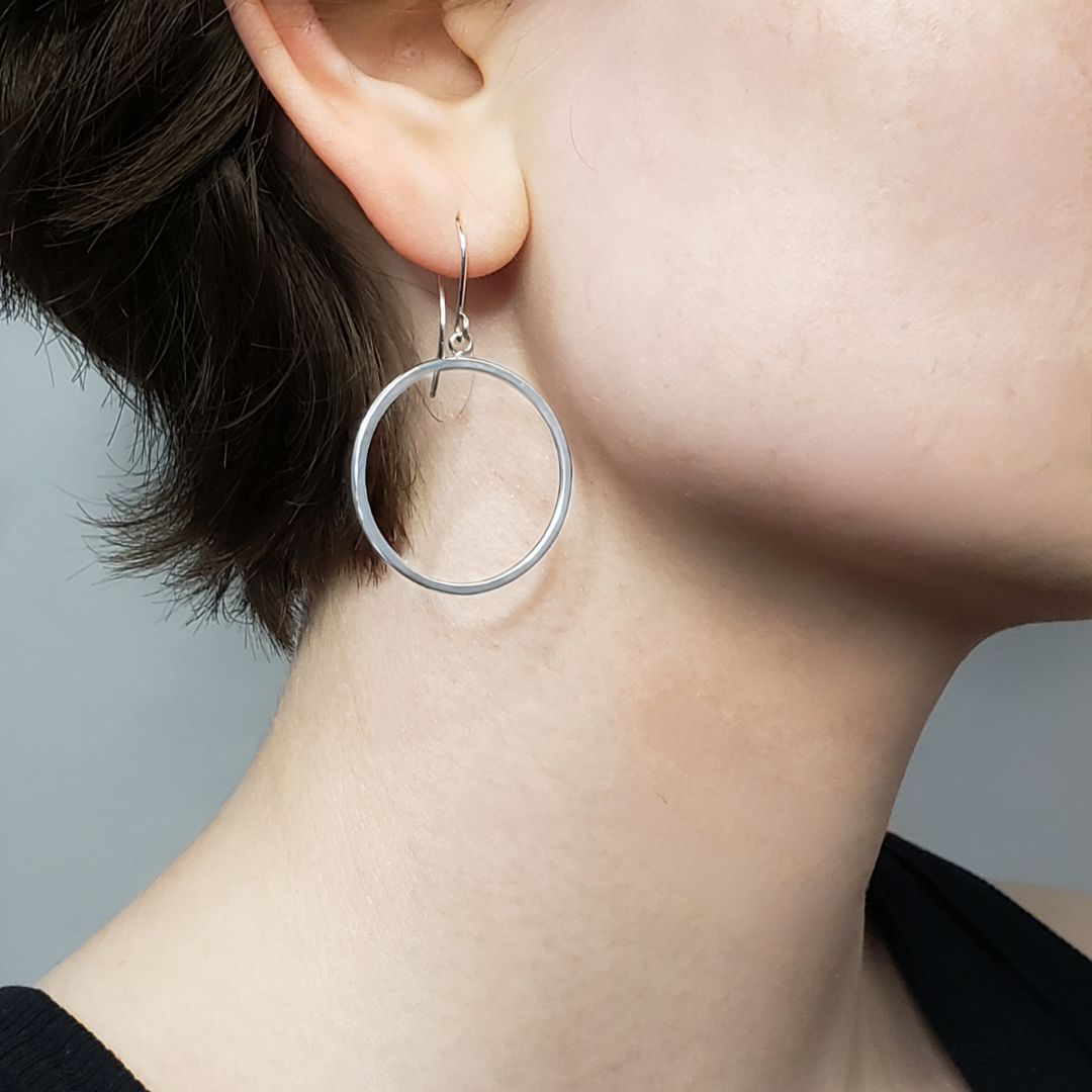 Simple silver hoop earrings