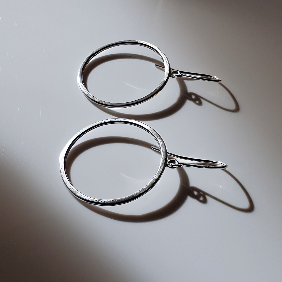 Simple silver hoop earrings