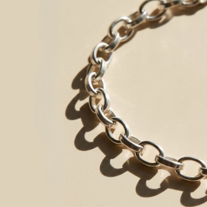 Sterling silver oval link bracelet