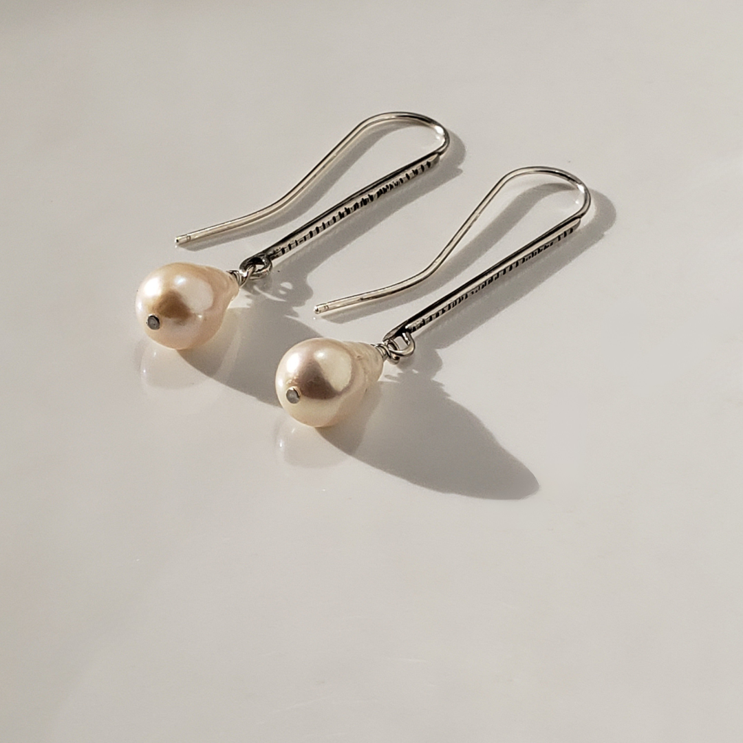 Long pearl earrings