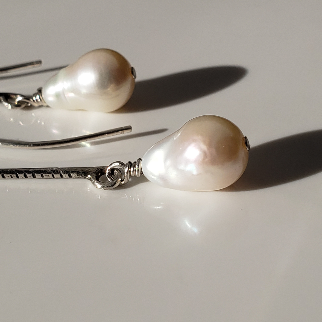 Long pearl earrings