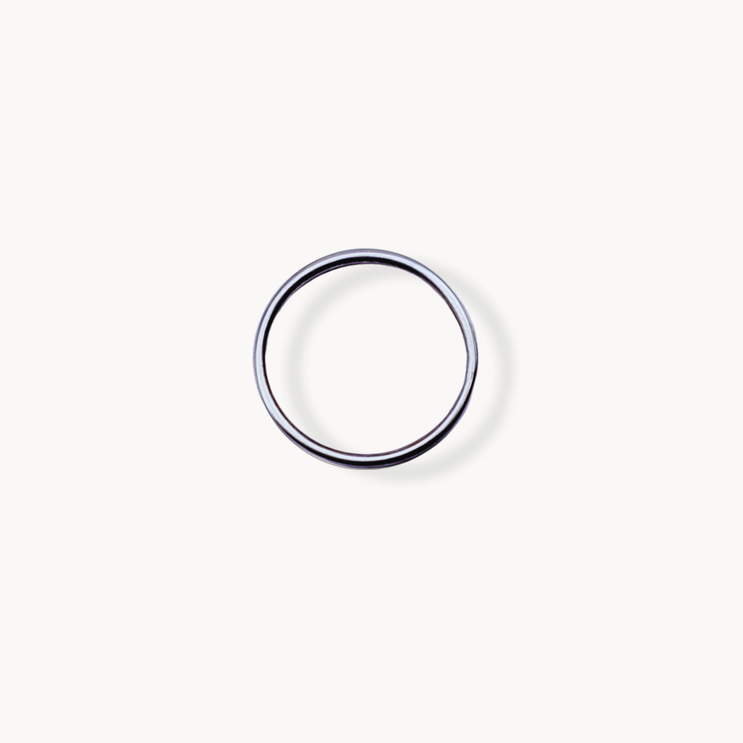 Image of dainty sterling silver ring against white background 