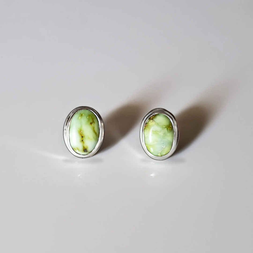 Oval gemstone stud earrings